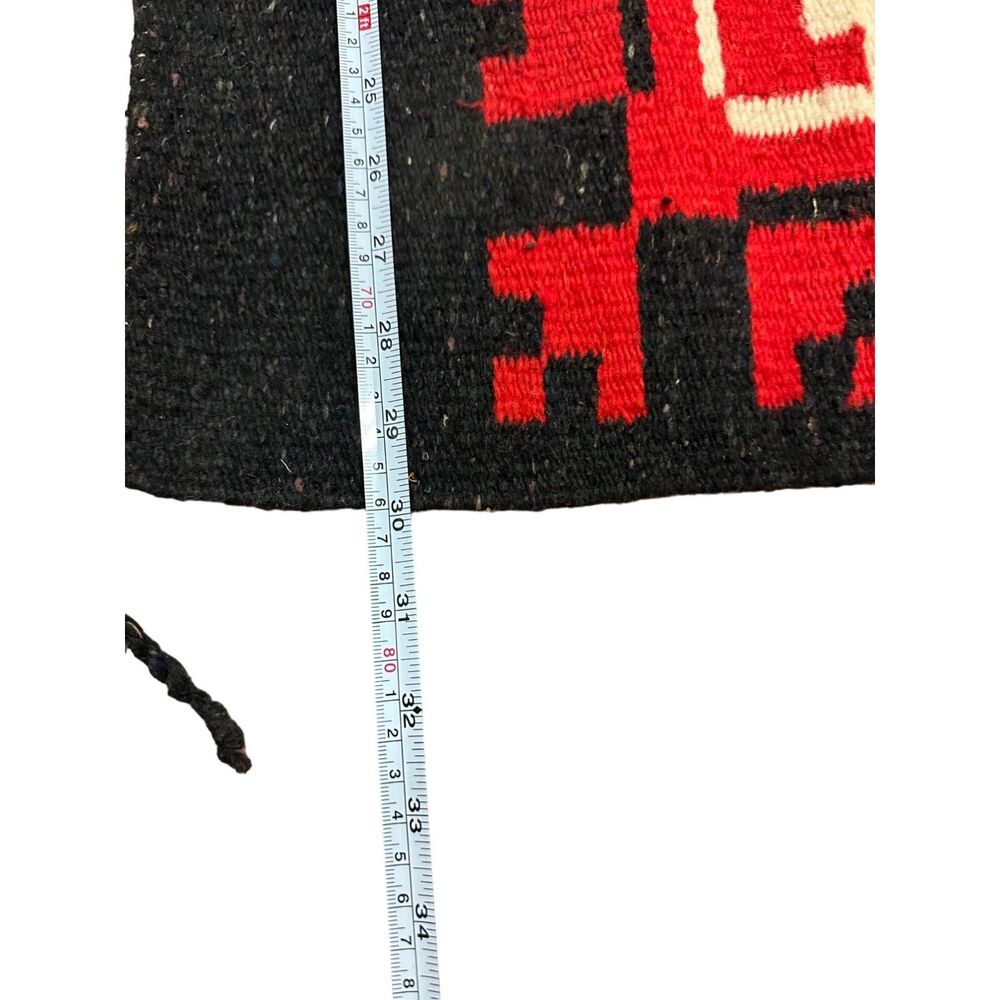 Vtg Southwestern Country Wool Area Rug Rare 62x30" Hand-loomed Rustic Aztec - Picture 6 of 9